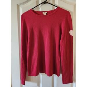 RedEnvelope Silk Cashmere Heart Elbow Patch Sweater Red Pink Womens Medium